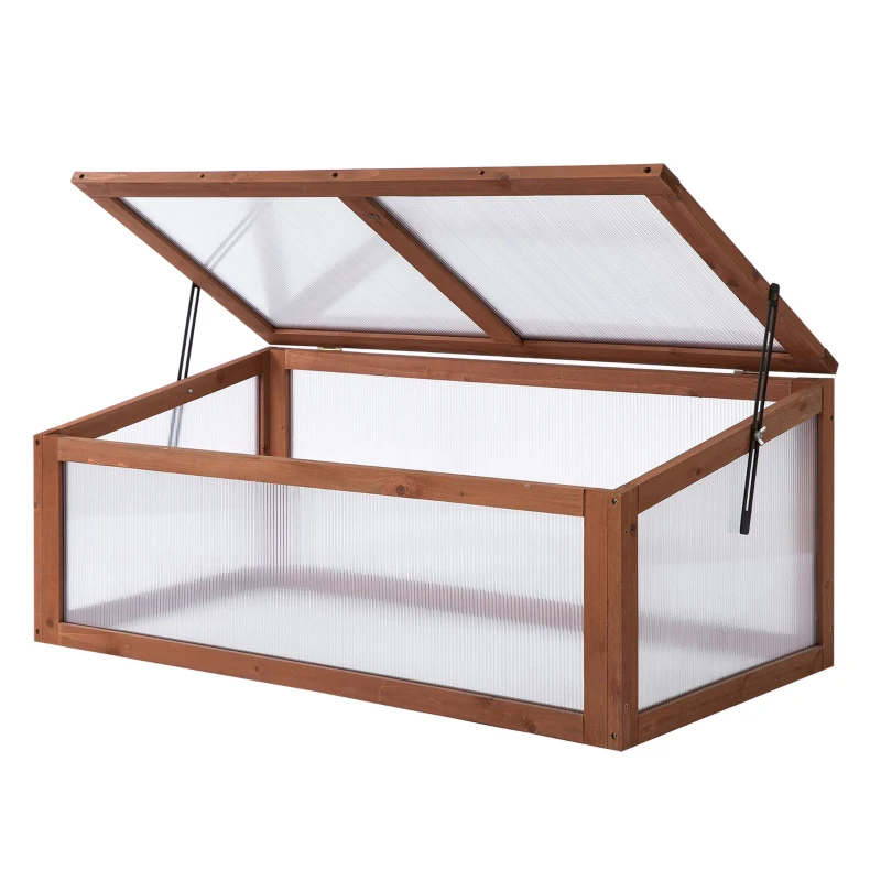Outsunny Mini-kas, kleine kas voor de tuin, met polycarbonaatplaten, goede lichtdoorlatendheid, 100L x 65B x 40H cm