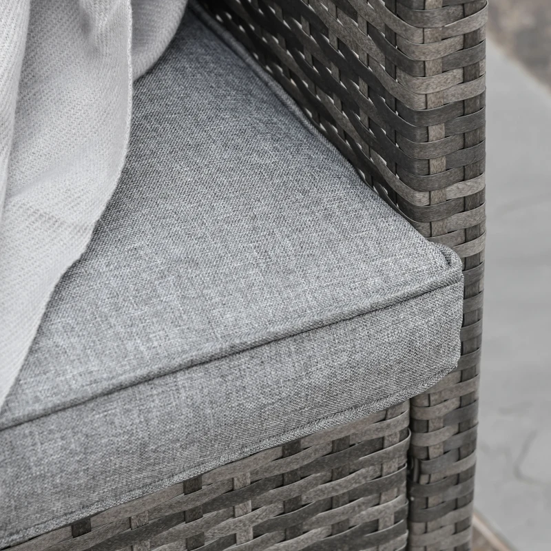 Outsunny Divanetto da Esterno 3 Posti in Rattan PE, Divano da Esterno con Cuscini Imbottiti e Removibili, per Terrazzo, Patio e Giardino, 173x68x78 cm, Grigio