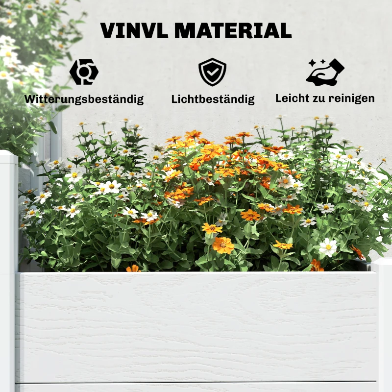Outsunny Verhoogde plantenbak 3-laags stapelbaar tuinbed met open bodem, modulair kruidenbed DIY montage kunststof