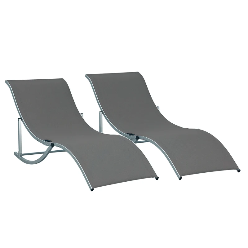 Outsunny set van 2 ligstoelen aluminium 165 x 61 x 63 cm