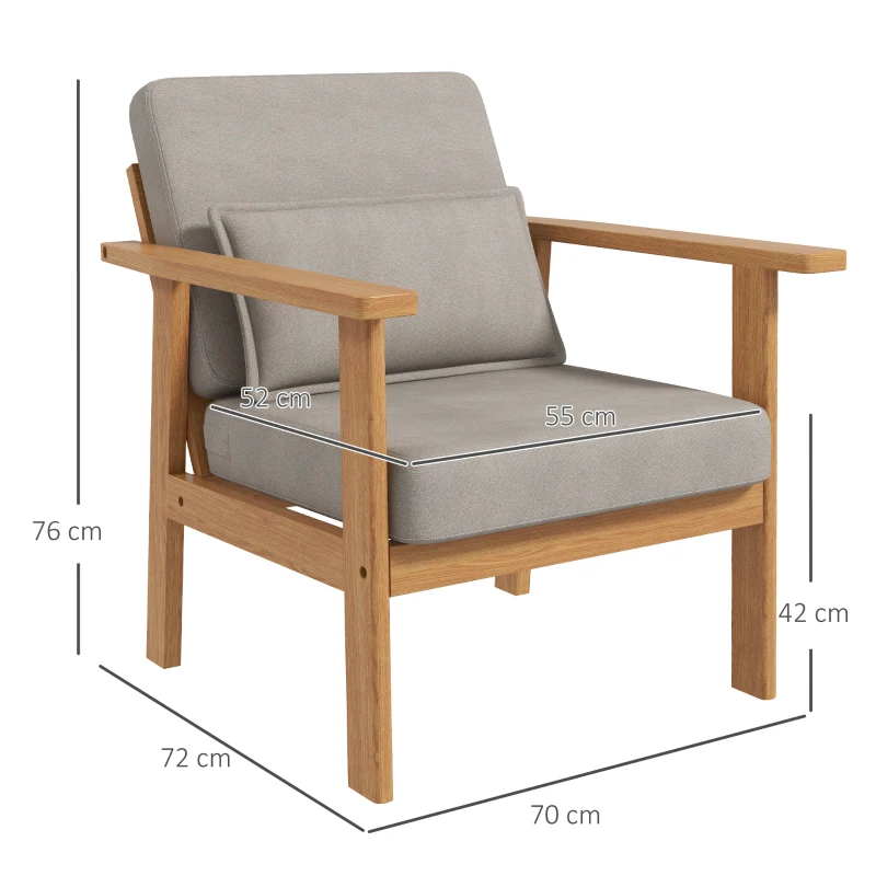 HOMCOM Gestoffeerde Stoel, inclusief 1 Kussen, 70 cm x 72 cm x 76 cm, Beige + Natuurlijk