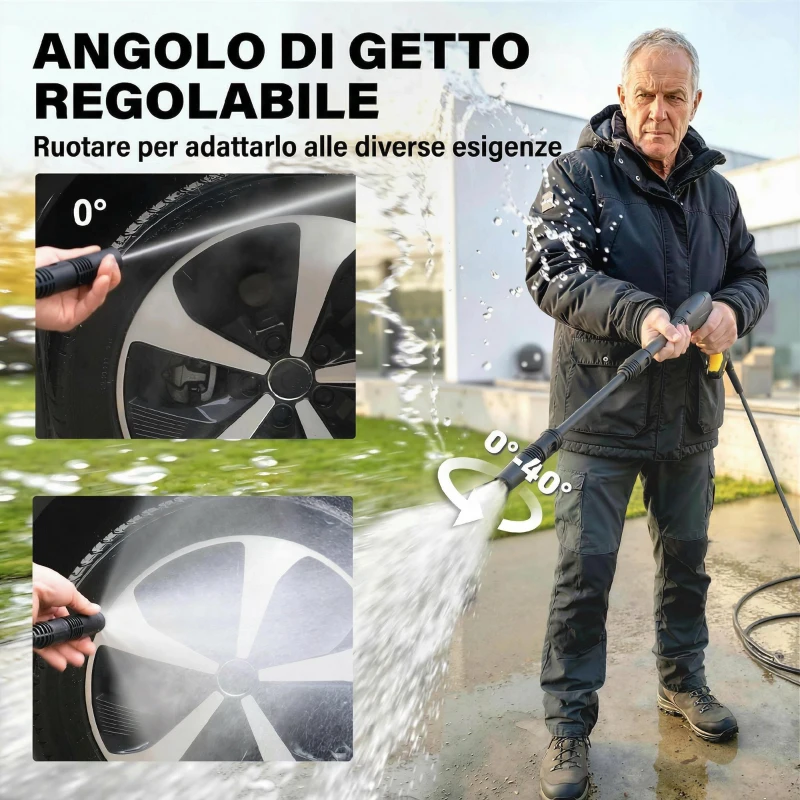 Outsunny Idropulitrice 1600W, Pulitore Portatile con Ugello Regolabile, Colore Giallo