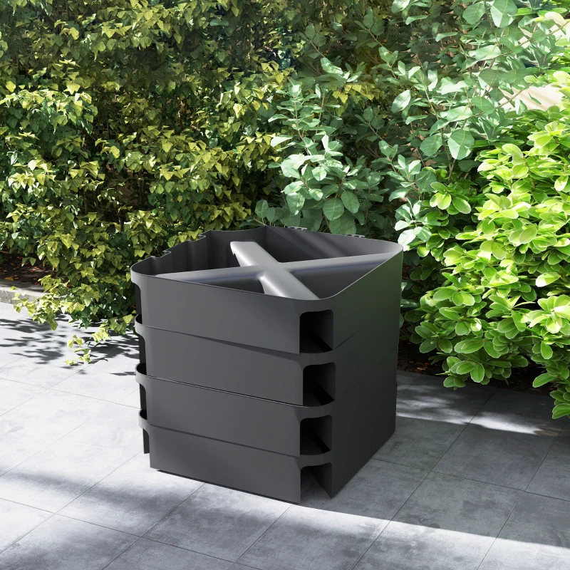 Outsunny Basisgewichten voor parasolvoet, waterdicht, met zand vulbaar, kunststof, 89L x 89B x 10,5H cm, zwart