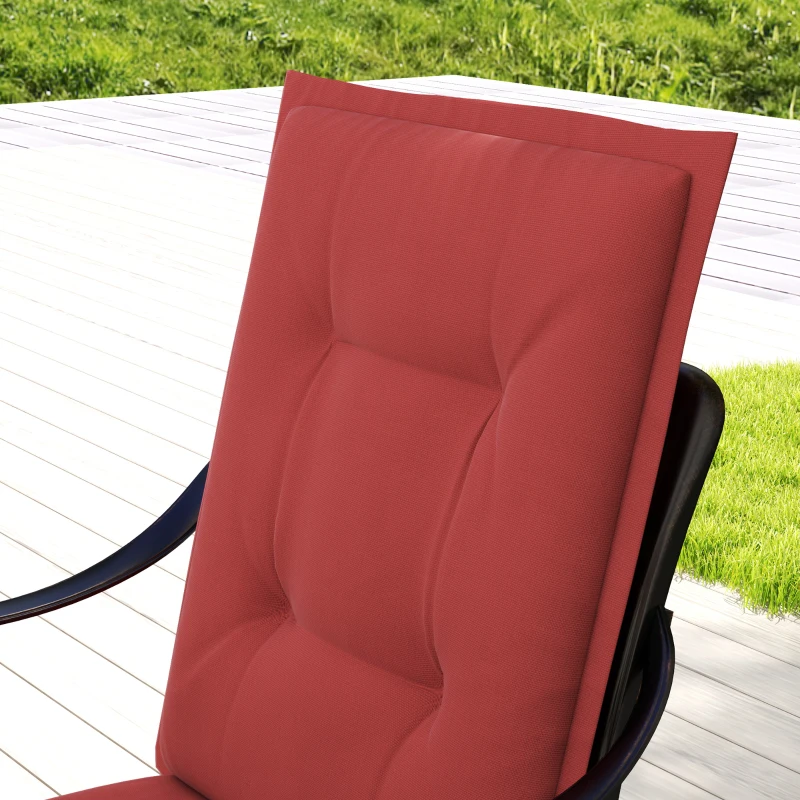 Outsunny 4-delige Set Stoelkussens 108 x 50 x 5 cm met Bevestigingsbanden, voor Binnen en Buiten Wijnrood