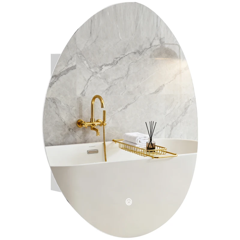 HOMCOM Specchio Bagno con Illuminazione LED e Armadietto Interno, in Vetro Temperato e Legno, 50x14x70 cm, Bianco