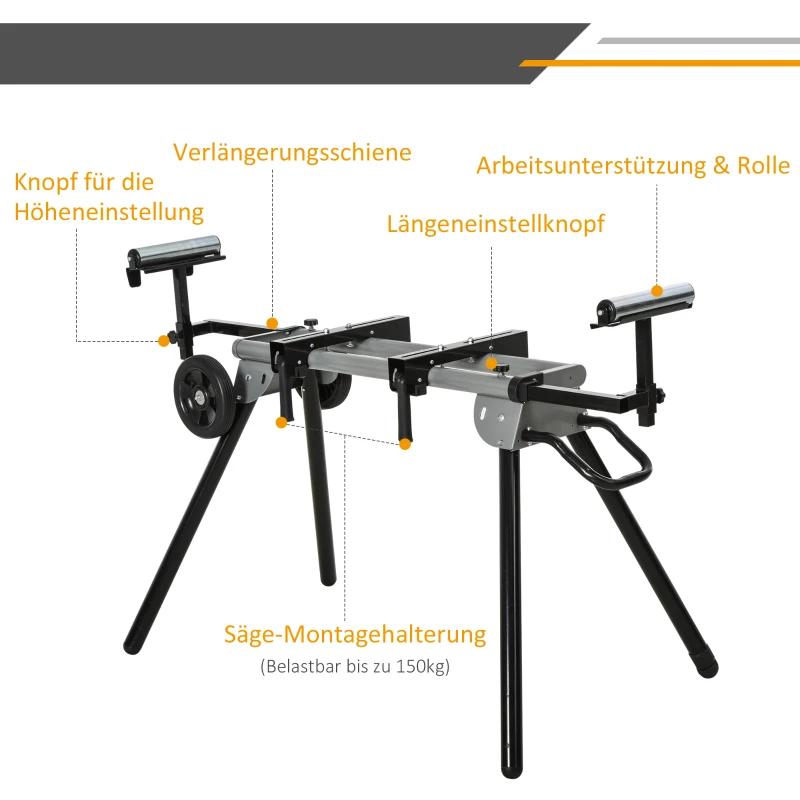 DURHAND Werktafel voor verstekzagen staalverstekzaag 123,5 - 245 cm