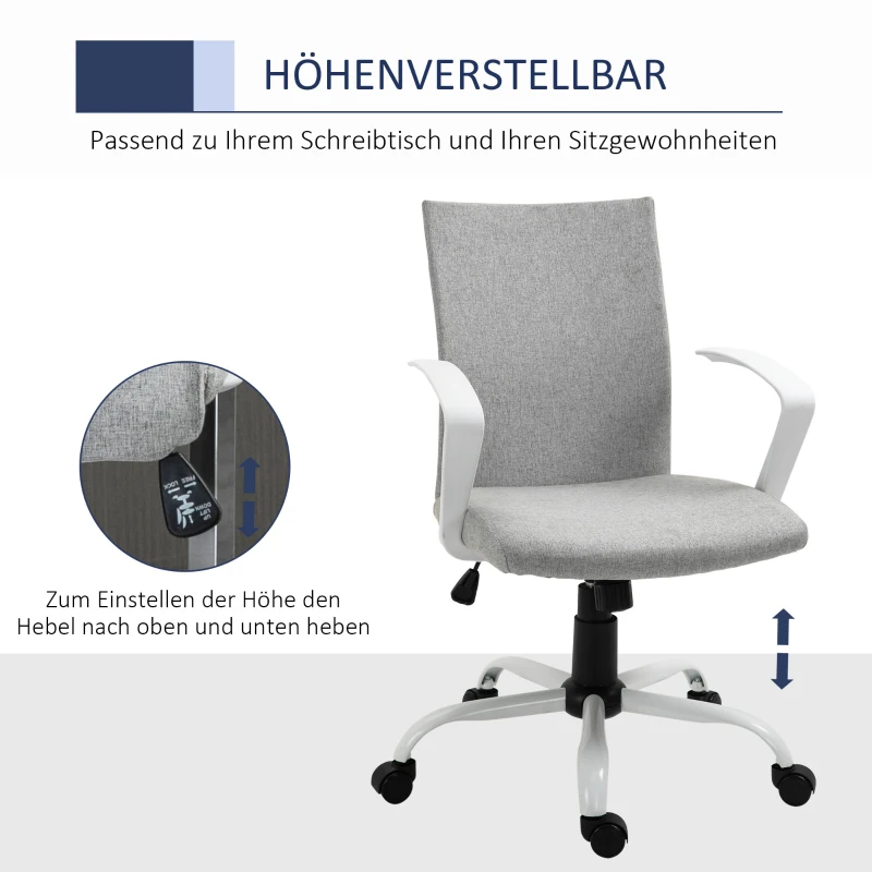 Vinsetto bureaustoel kantoorstoel mesh rugleuning met kantelfunctie hoofdsteun stoel thuiskantoor in hoogte verstelbaar ergonomisch 360° zwenkwielen schuimstof nylon grijs 61 x 61 x 89-99 cm