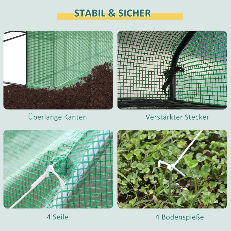 Outsunny foliekas met planken 244 cm x 180 cm x 210 cm