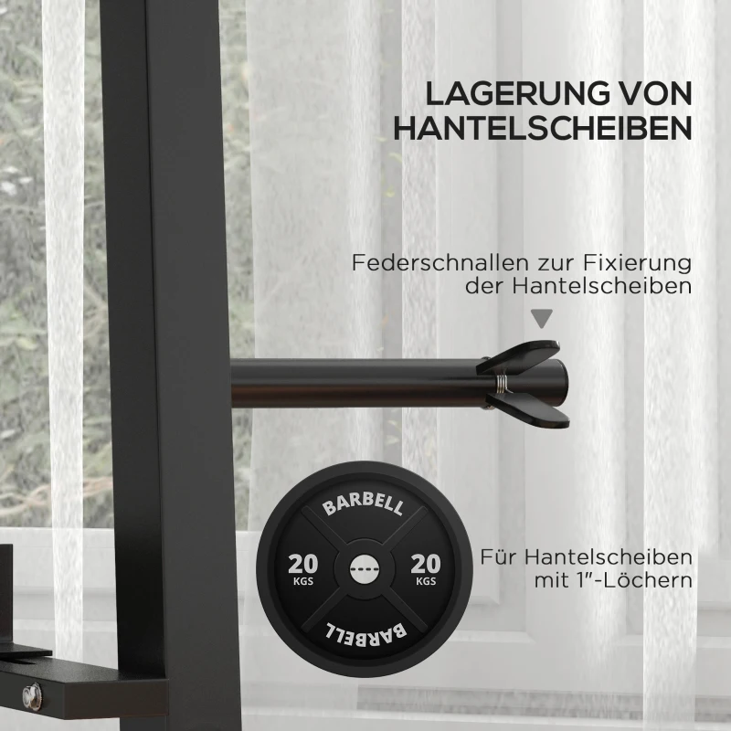 SPORTNOW hantelstandaard voor dumbells, kantelbare dumbells, halterschijven, 3 niveaus, aanpasbaar, staal, 131 x 75 x 80 cm, zwart(m-7)