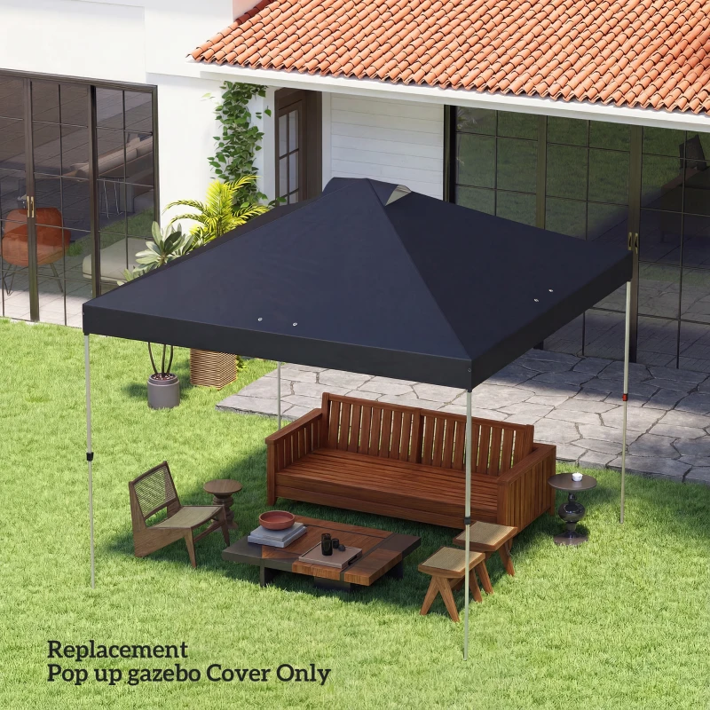 Outsunny gazebo roof replacement UV50+ Waterproof Pop Up Canopy Cover with 8 Drainage Holes 3 x 3 m Black