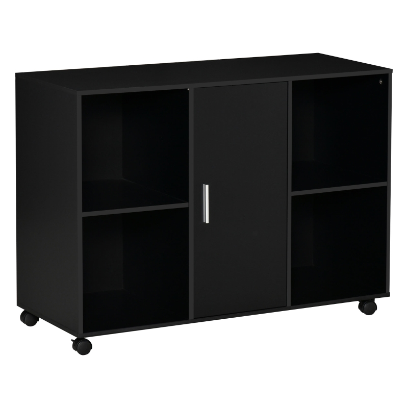HOMCOM Support d'imprimante - Caisson d'organisation de Bureau Roulant - Dim. 100L x 40l x 71H cm en Bois Noir