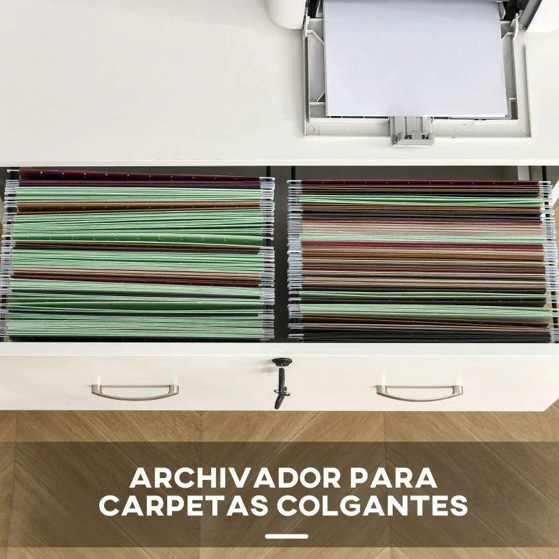 Vinsetto Armario para Impresora Mueble Auxiliar de Oficina Salón Cocina Estudio 80x40x66,5 cm Blanco