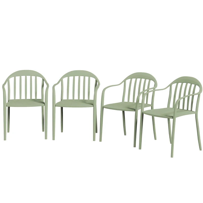 Outsunny 4-delige Set Tuinstoelen Weerbestendig met Armleuning en Rugleuning tot 120 kg Belastbaar