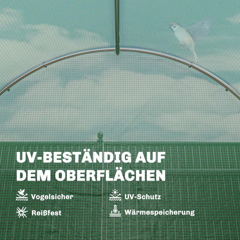 Outsunny Kas 3 x 2 x 2 m folietunnel met vergrendelbare openslaande deur 6 oprolbare gaasramen steunstangen
