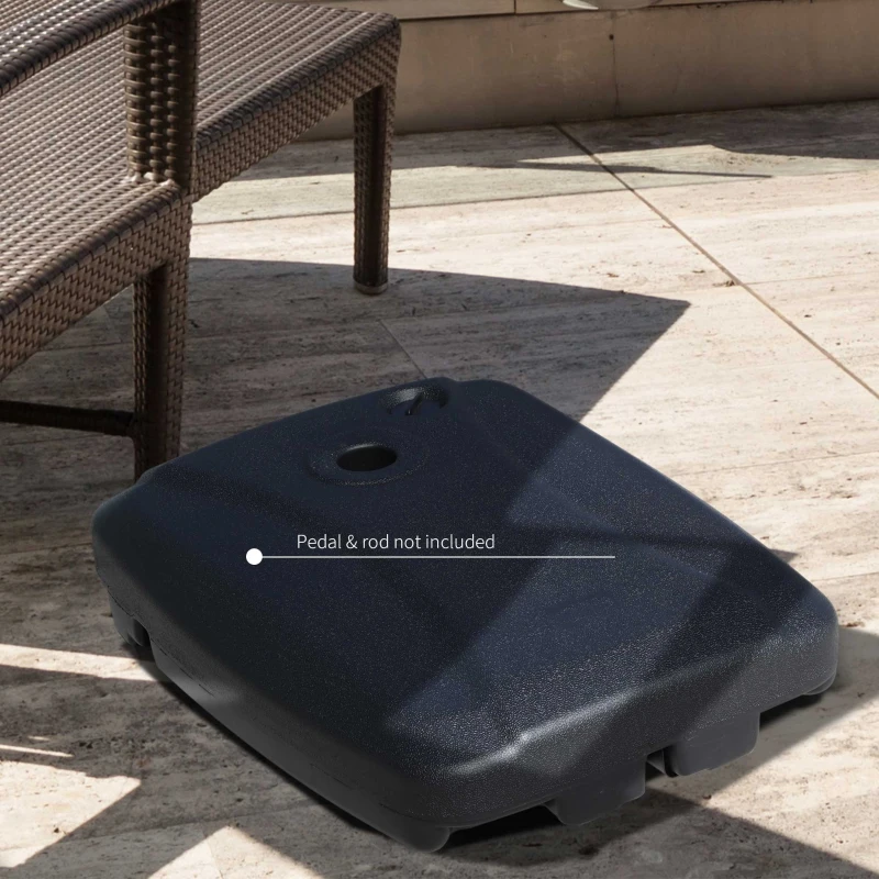 Outsunny Base per Ombrellone con 2 Ruote Riempibile con Acqua o Sabbia 50/60kg da Giardino HDPE 60x80x16cm