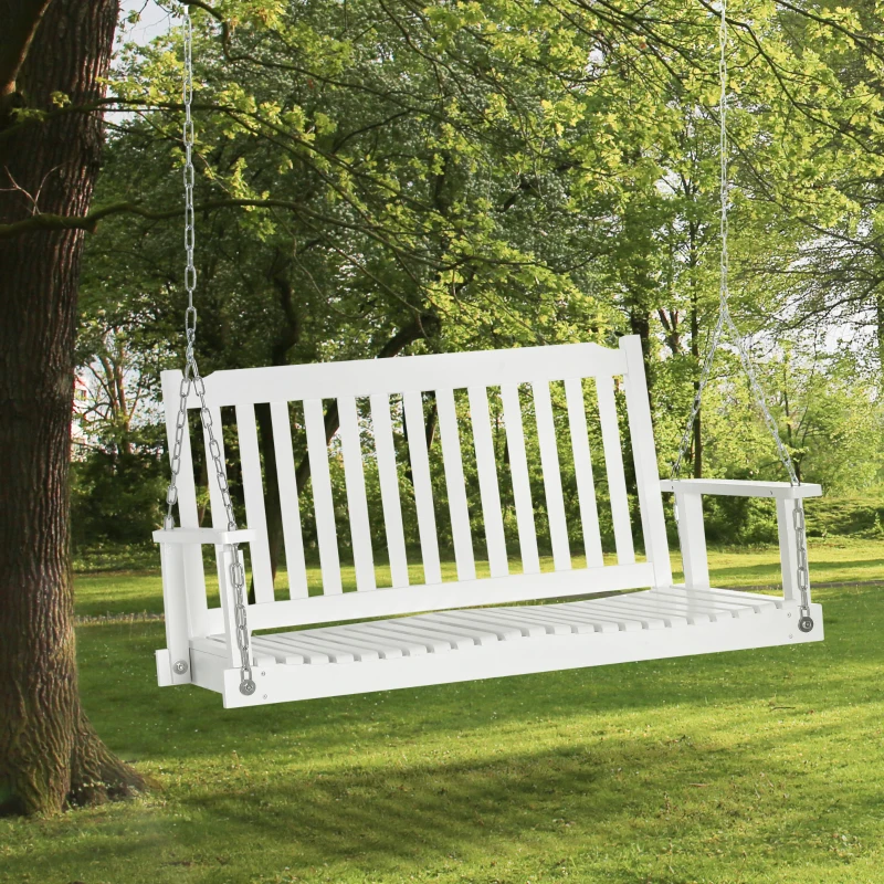 tuinschommel voor 2 personen schommelbank hangbank massief hout wit