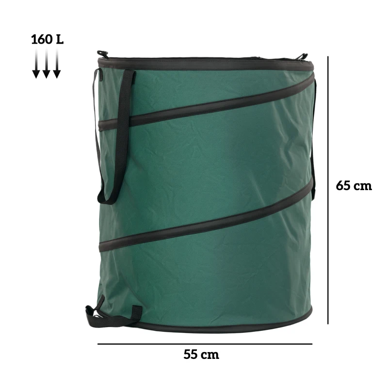 Outsunny 2x160L Waterdichte Tuinafvalzak met Draaglussen, Stabiel en Robuust, Groen