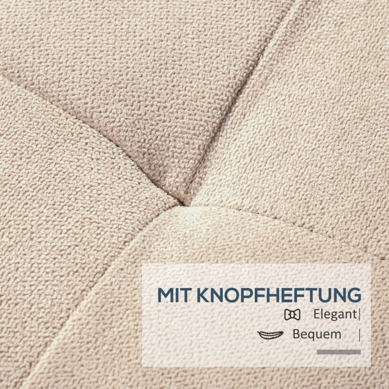 HOMCOM Gestoffeerde Bank met Opbergruimte, Knopenstiksels, tot 120 kg, 125 x 49 x 41,5 cm, Beige(m-5)