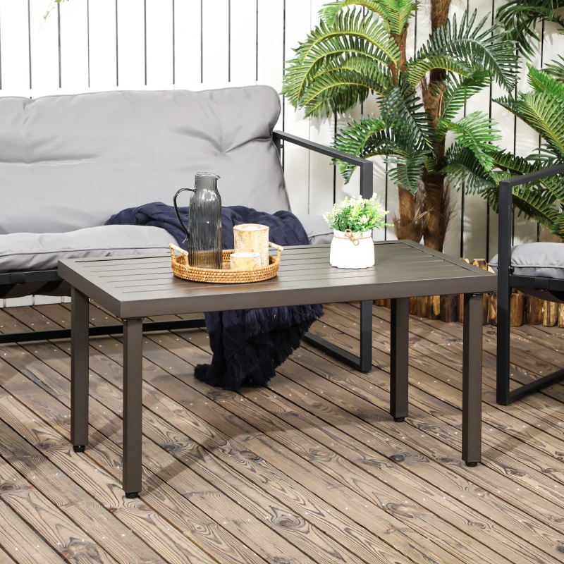 Outsunny Salontafel Houtlook Tuintafel Balkon Salontafel Staal