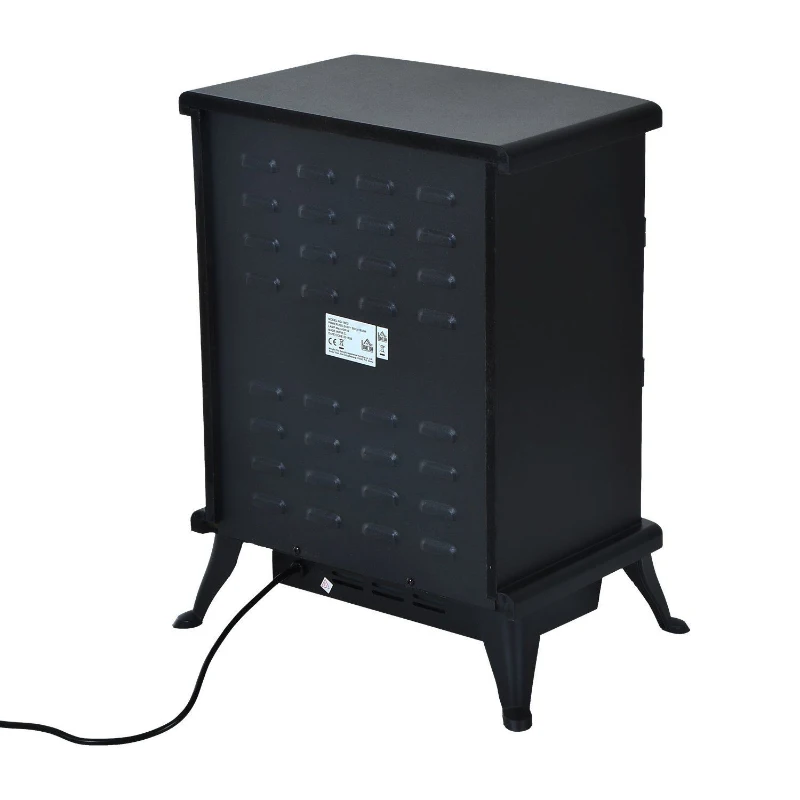 HOMCOM Caminetto Elettrico da Terra Potenza 950W/1850W in Ferro e Vetro Telecomando 42.5 x 28 x 54 cm Nero