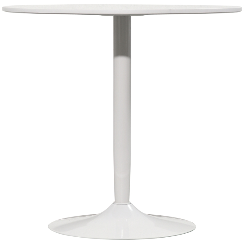 HOMCOM Eettafel voor 2 Personen, Ronde Tafelblad Ø80 cm, MDF en Staal, Antislip, Wit, 75H cm