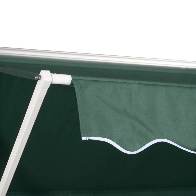 Outsunny Store Double Pente 4 x 3 m Manuel rétractable Inclinaison réglable métal Polyester imperméabilisé Vert foncé