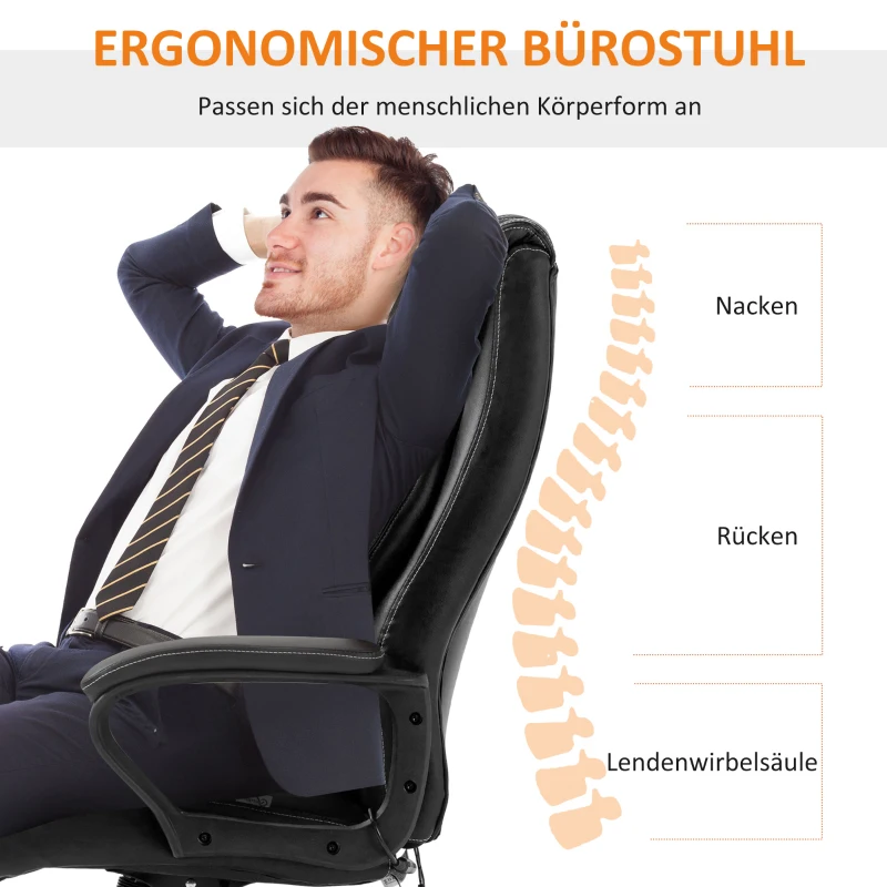Vinsetto Massagebureaustoel draaistoel 6 trilpunten, in hoogte verstelbaar PP PU grijs