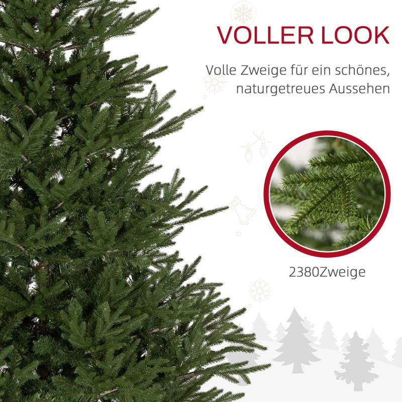 HOMCOM Kerstboom 180 cm, Realistisch Uiterlijk, Snelle Opzet, Incl. Standaard, Brandvertragend Kunststof