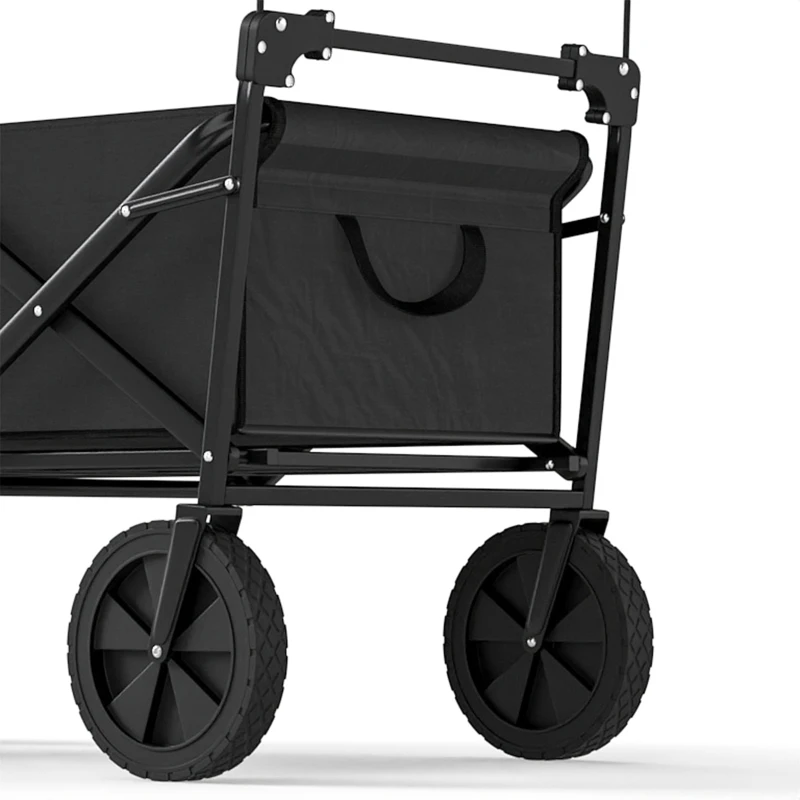 Outsunny Opvouwbare bolderkar met dak, 110L capaciteit, stalen frame, 97x52x105 cm, zwart