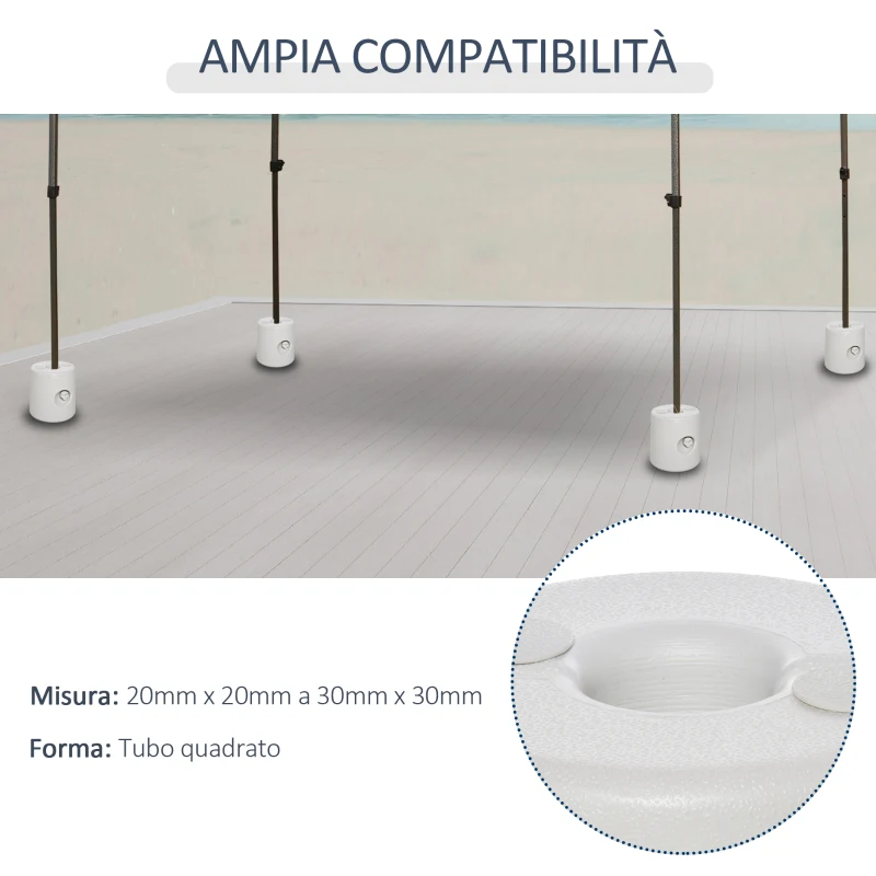 Outsunny Set 4 Pezzi Pesi Riempibili con Acqua o Sabbia per Gazebo Plastica PE 22 x 24 x 25 cm Bianco