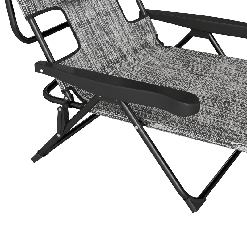 Outsunny Zonnebed Tuinligstoel Relaxlig, opvouwbaar, weerbestendig, 194 cm x 72 cm x 31 cm, Zwart + Grijs