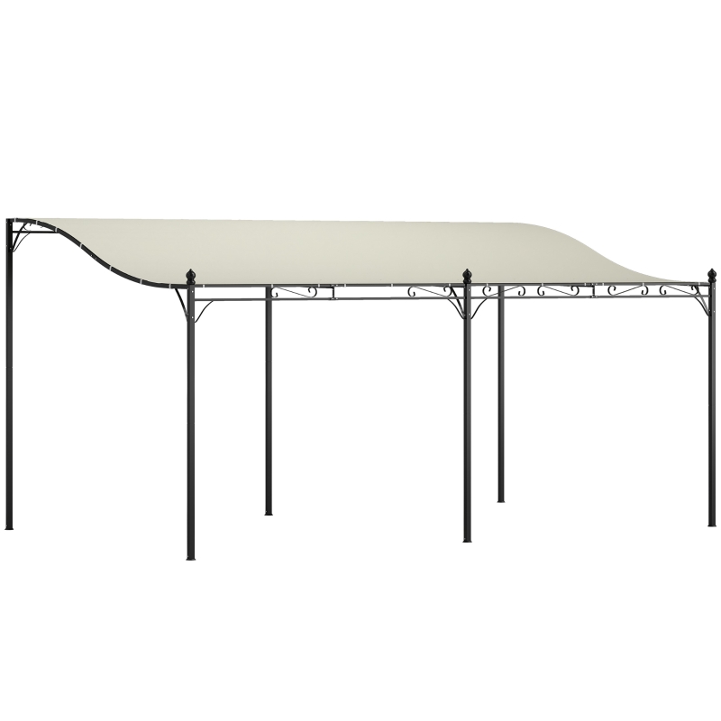 Outsunny 3 x 5 m pergola, flexibel tuindak met waterdichte doek en metalen frame, schaduwgever, Crèmewit(m-10)