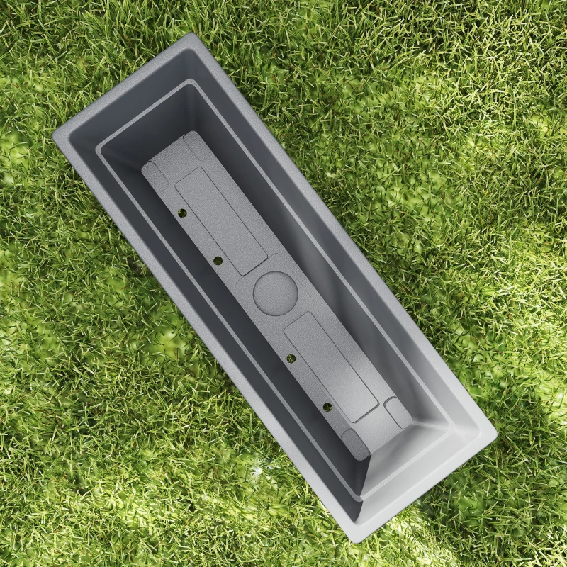 Outsunny 5-delige Set Bloempotten, Plantenbakken van Kunststof voor Terras, Tuin, Balkon, 59 x 21 x 16 cm, Grijs