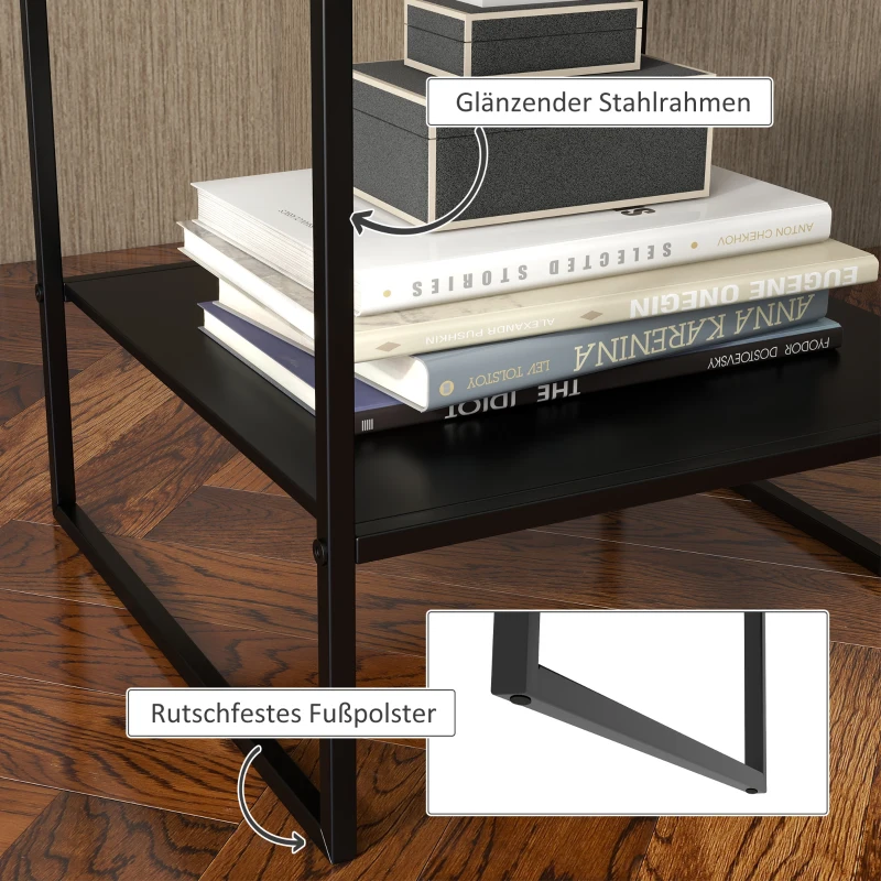 HOMCOM Industriële Design Bijzettafel Koffietafel Nachtkastje, 1 Plank, Zwart