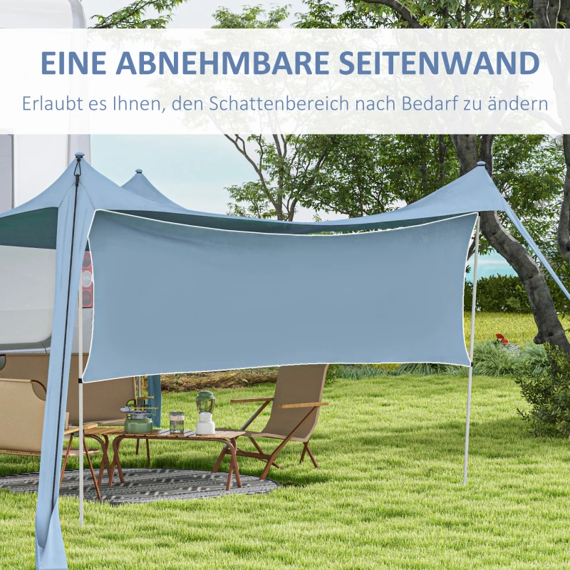 Outsunny Zonnescherm, waterdicht, aanpasbaar, lichtgewicht, opvouwbaar, stalen palen, 3x3x2m, Blauw