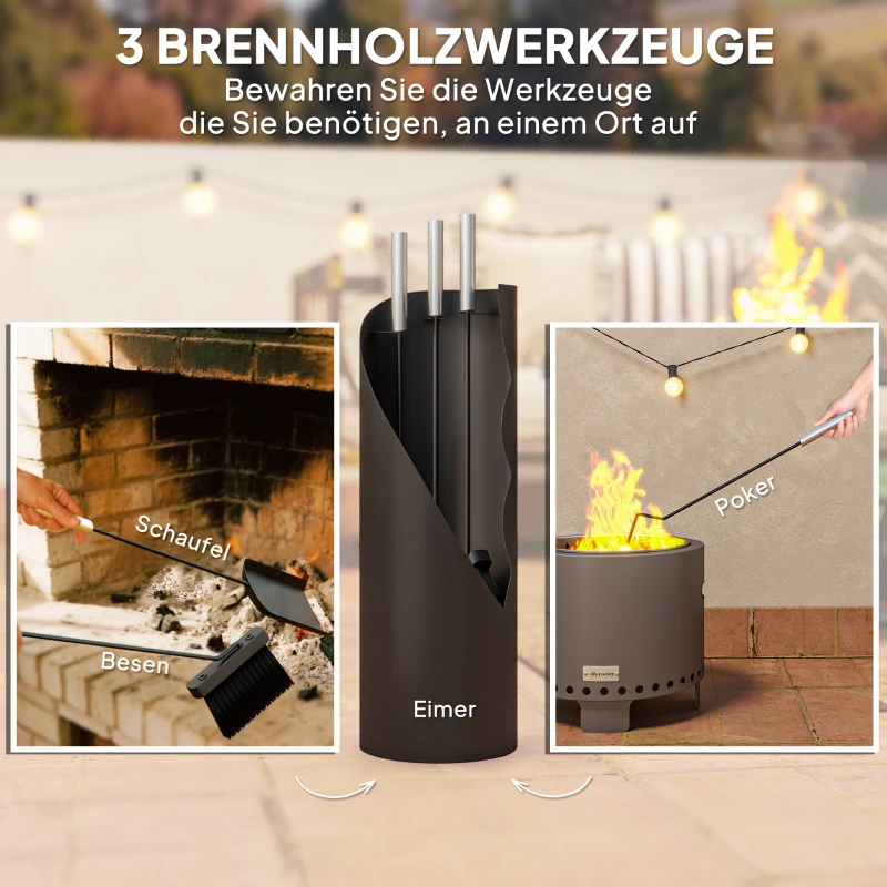 Outsunny 4-delige haardset – compact zwart haardgereedschap