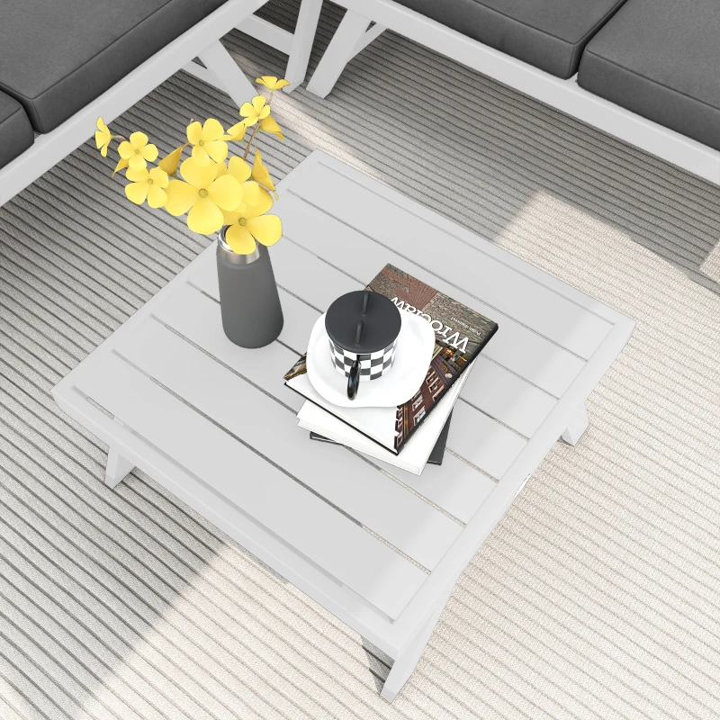 Outsunny Loungemeubelset - 4-delig, 115 cm x 61 cm x 65 cm, Grijs + Wit