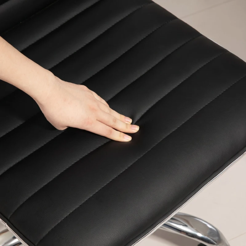 HOMCOM Scaun de birou ergonomic din piele PU, cu înălțime reglabilă, șezut rotativ și roți, negru