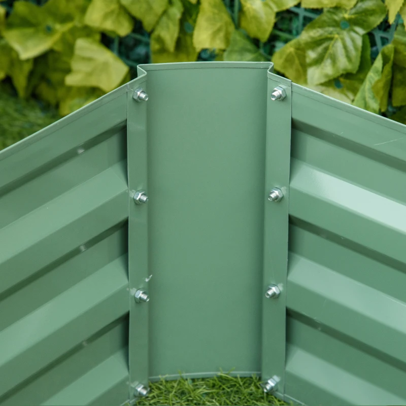 Outsunny verhoogd bed set, 2 stuks. Stalen tuinbedplanter Tuinplanter Greenery