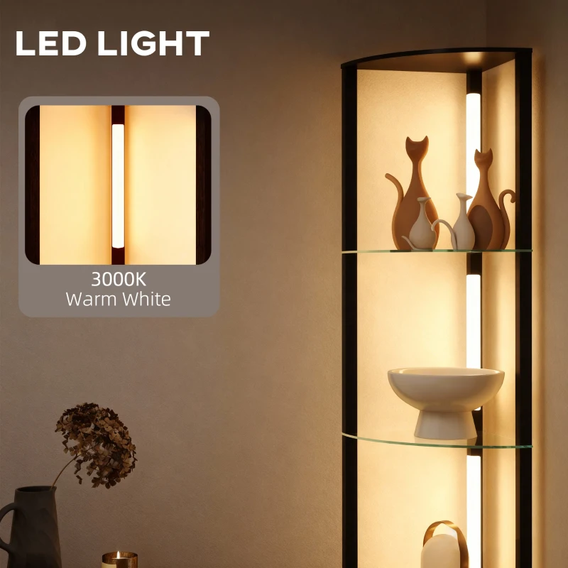 HOMCOM LED Floor Lamp with Shelves, Dimmable Standing Lamp with Foot Switch for Living Room, Bedroom, Black