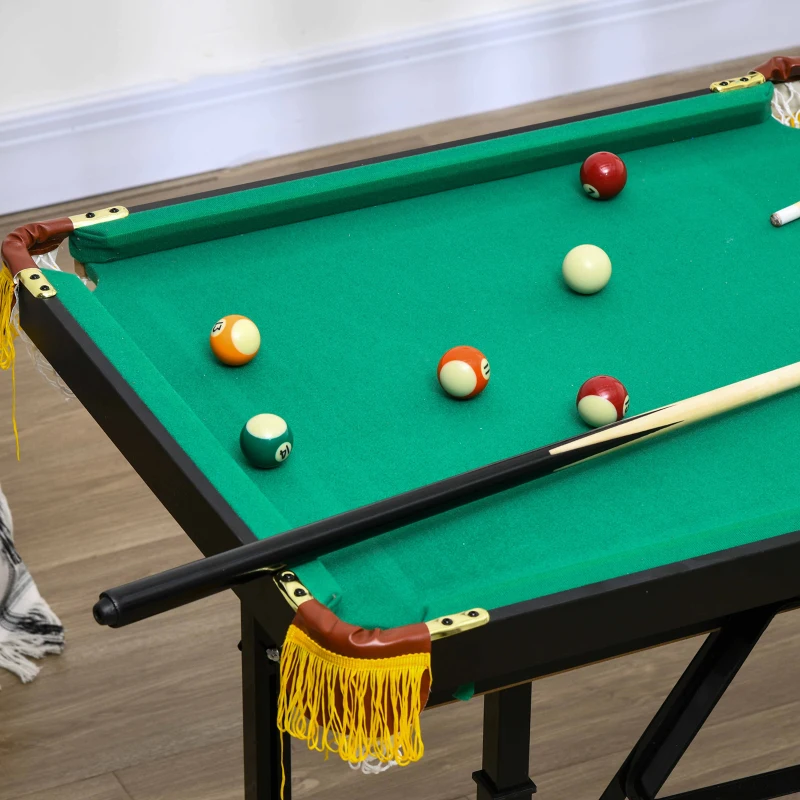 SPORTNOW Biljarttafel, inklapbaar, verstelbare hoogte, incl. driehoek/2 keus/16 ballen, Groen(m-7)