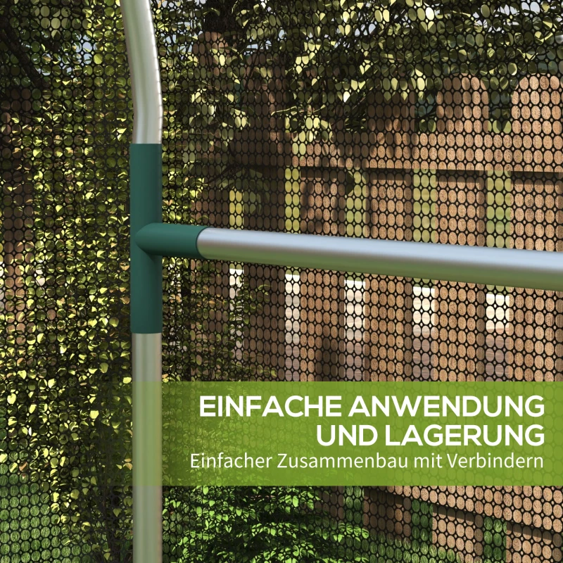 Outsunny Vogelbeschermingsnet, plantenbescherming, stevig, deur met ritssluiting, 120x120x188 cm, Zwart/Zilver