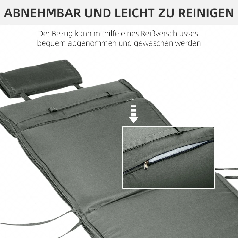 Ligbed met hoofdkussen loungebed ligbank katoenvezel polyester