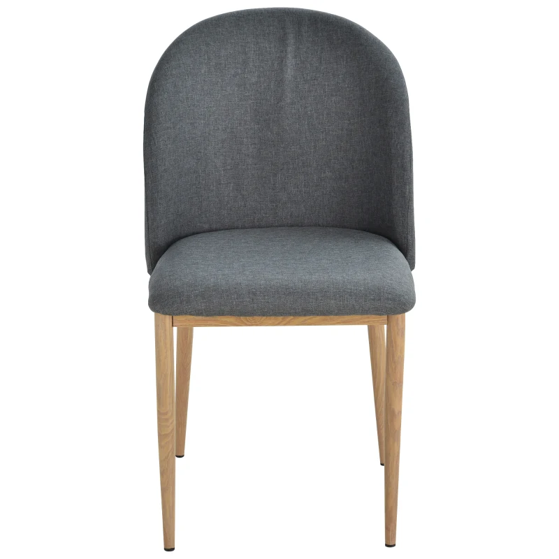 HOMCOM Lot de 2 chaises de Salle à Manger Chaise de Salon Pieds en métal Imitation Bois 50 x 58 x 85 cm Gris