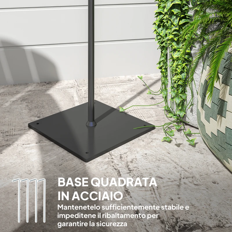 Outsunny Lampada da Esterno Solare in stile Boho con Base Quadrata, in Rattan PE e Acciaio, 45x45x178 cm, Nero e Giallo