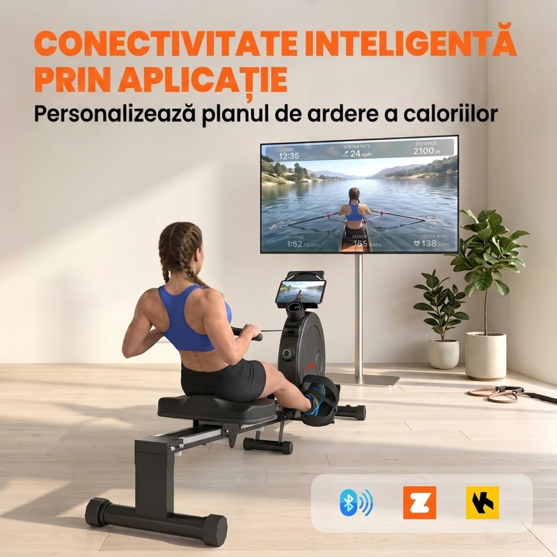 SPORTNOW Aparat de Vâslit Magnetic Pliabil, 16 Niveluri de Rezistență, Negru