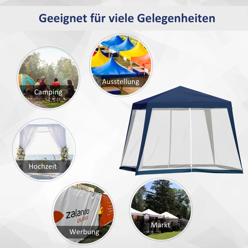 Tuinpaviljoen paviljoen partytent tuintent met muggengaas beige 3 x 3 m