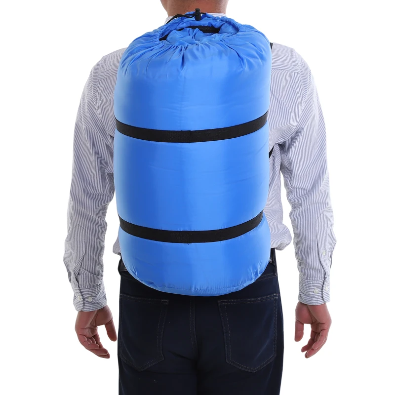 Saco de Dormir Doble Plaza Convertible en 2 Sacos Independientes 210x150 cm Azul