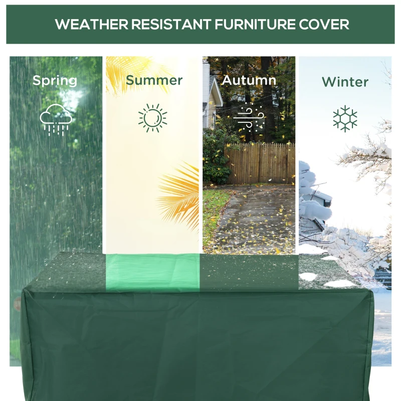 Outsunny Outdoor Garden Furniture Cover Waterproof, Anti-UV 600D Heavy Duty Oxford Fabric Patio Furniture Cover for Rectangular Sofa Table Set, Green, 135 x 135 x 75 cm