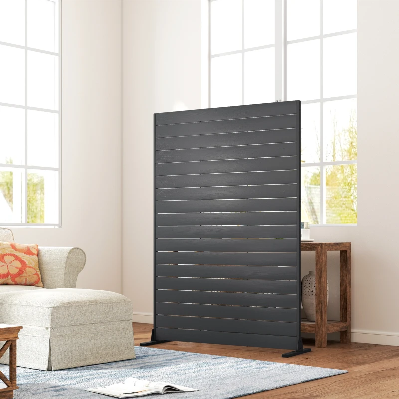Outsunny Écran de Confidentialité, Panneau Décoratif HDPE avec Support et 6 Panneaux, Noir, 120 x 174 cm